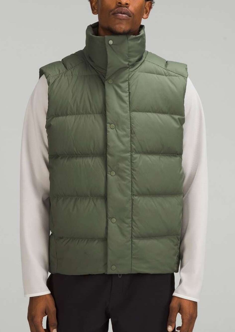 Lululemon Mens Wunder Puffer Vest Large Olive Green Outdoor Trail Utility Winter
